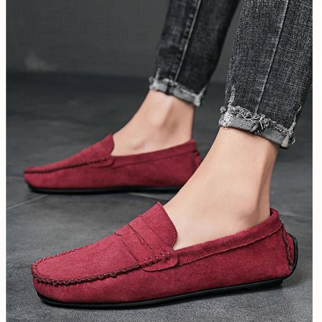 Mocassins pour homme en daim bordeaux ou marron