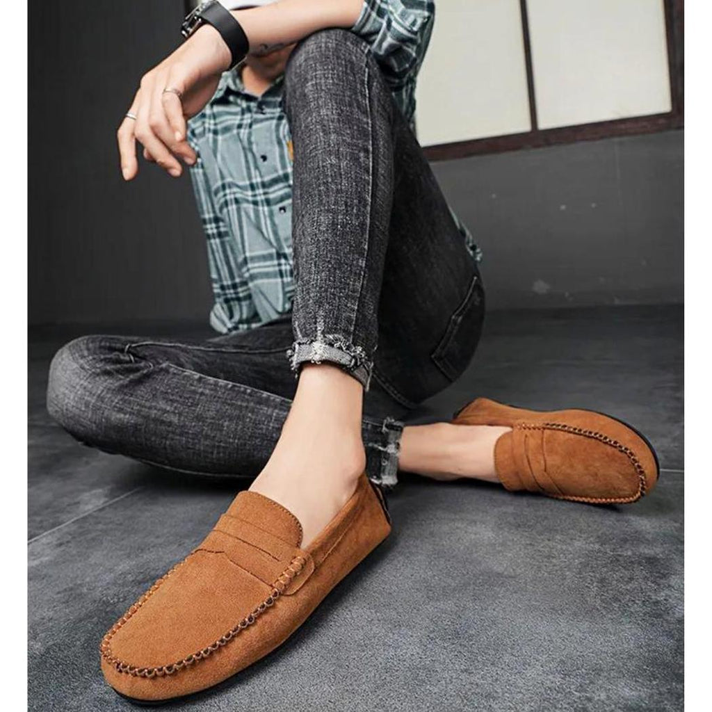 Mocassins pour homme en daim bordeaux ou marron