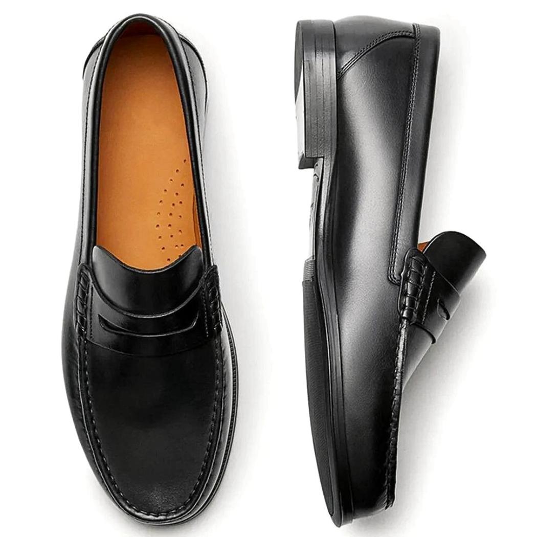 Mocassins décontractés marron ou noir en cuir véritable pour homme