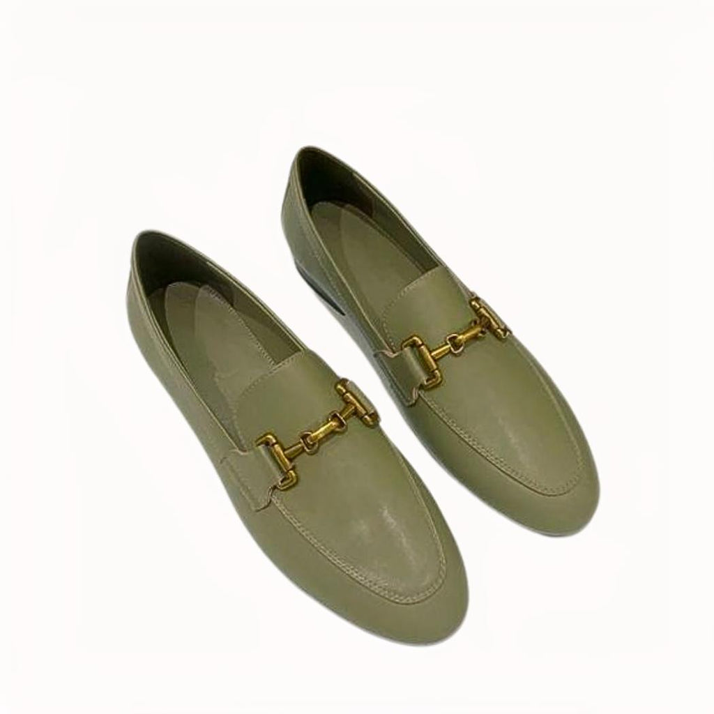Mocassins pour femme en cuir véritable noir ou kaki