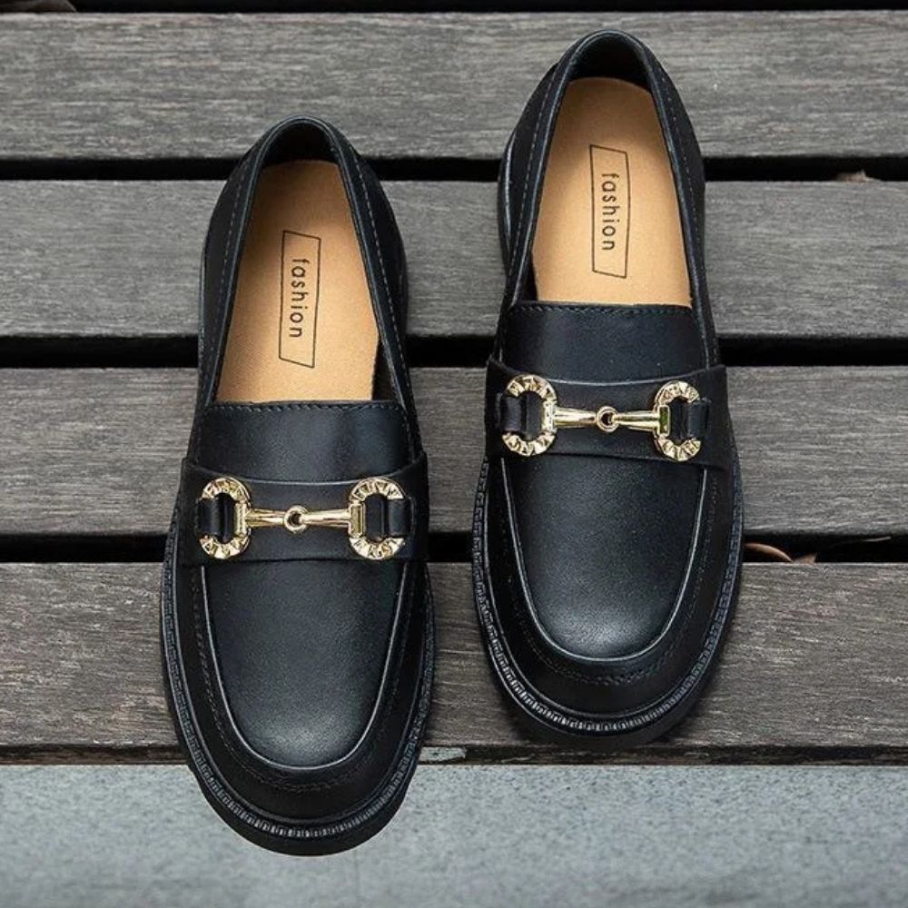 Mocassins femmes avec chaîne dorée