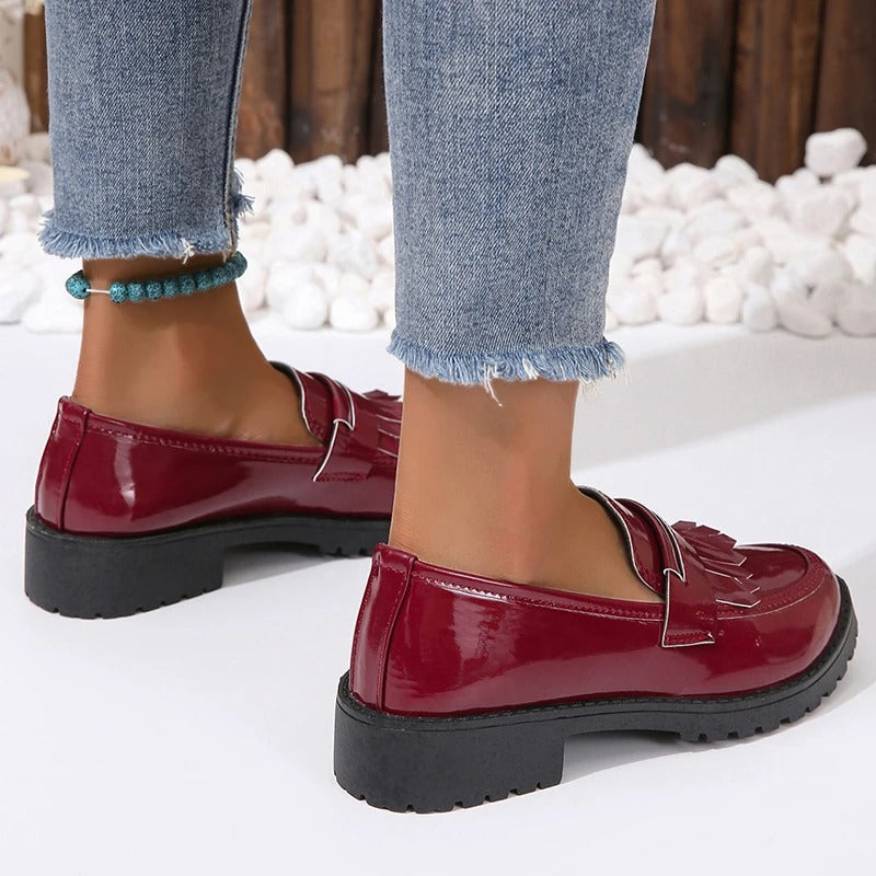 Mocassins à franges vernis pour femme