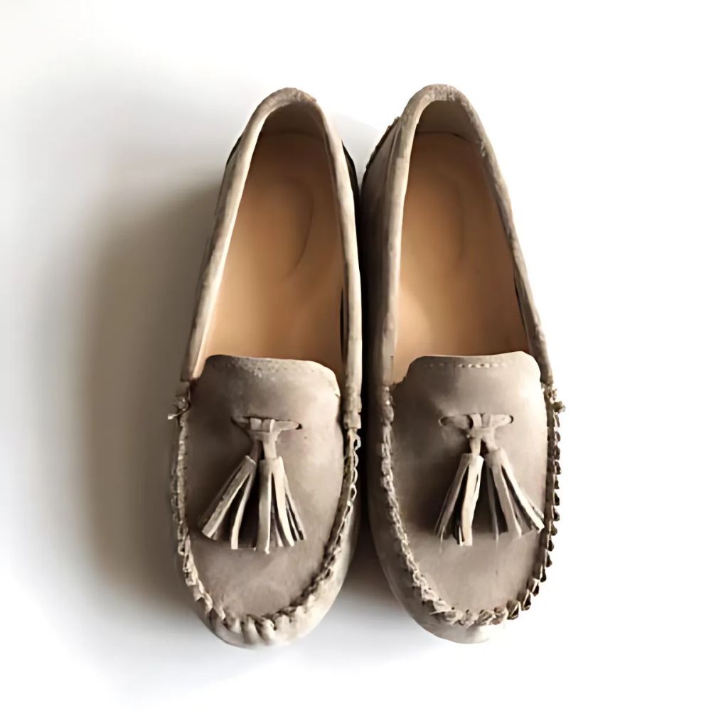 Mocassins à glands en daim véritable pour femme