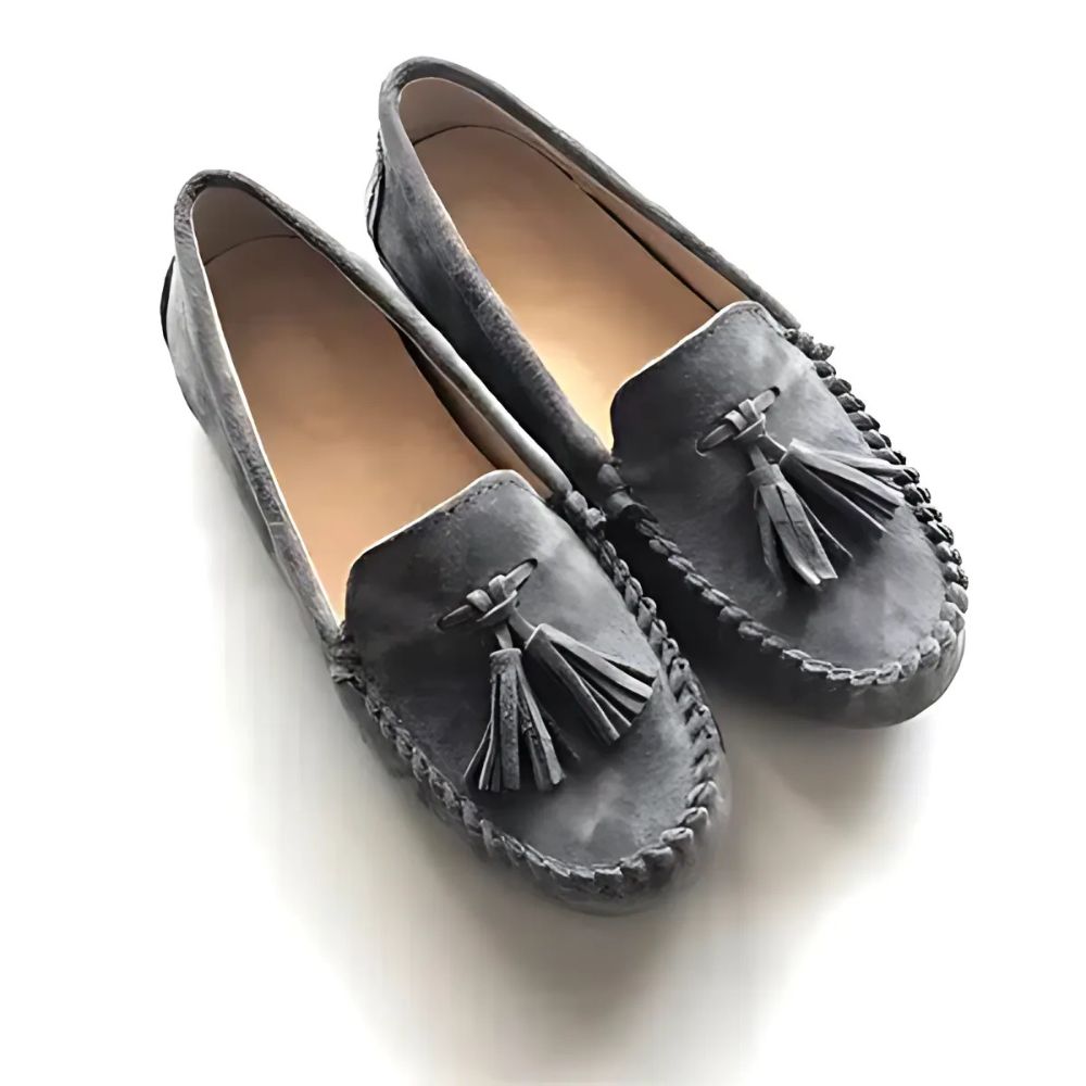 Mocassins à glands en daim véritable pour femme