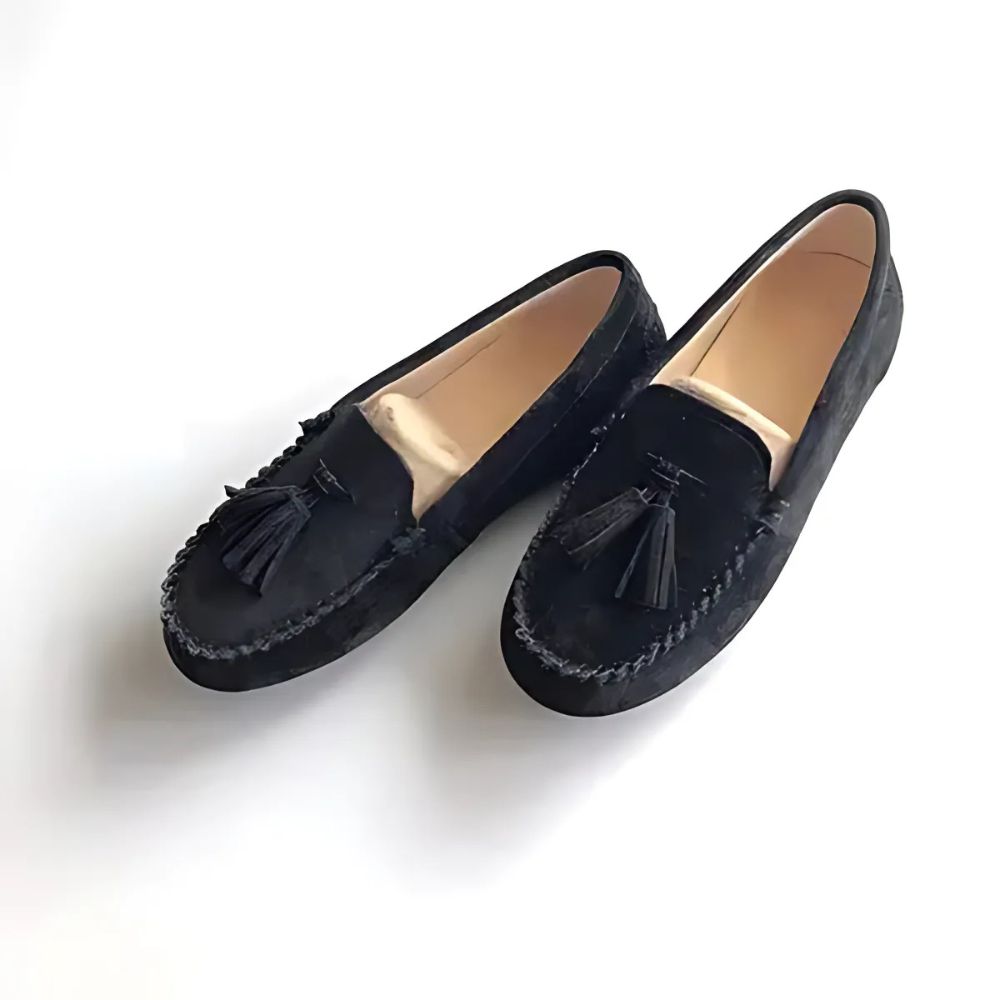 Mocassins à glands en daim véritable pour femme