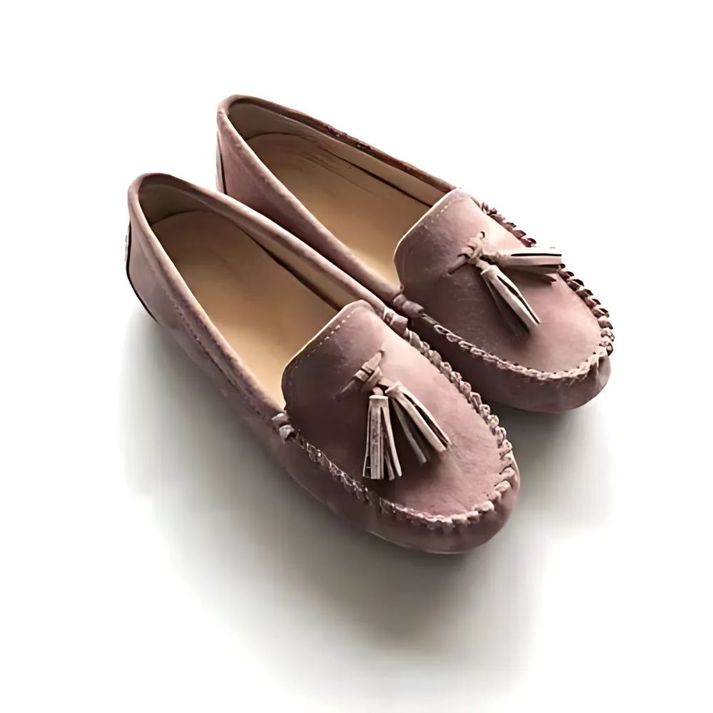 Mocassins à glands en daim véritable pour femme