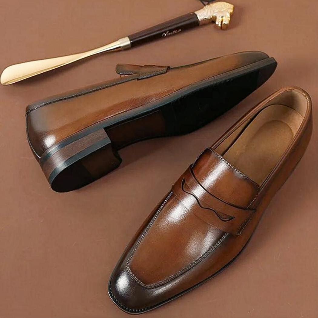 Mocassins habillés en cuir véritable pour homme