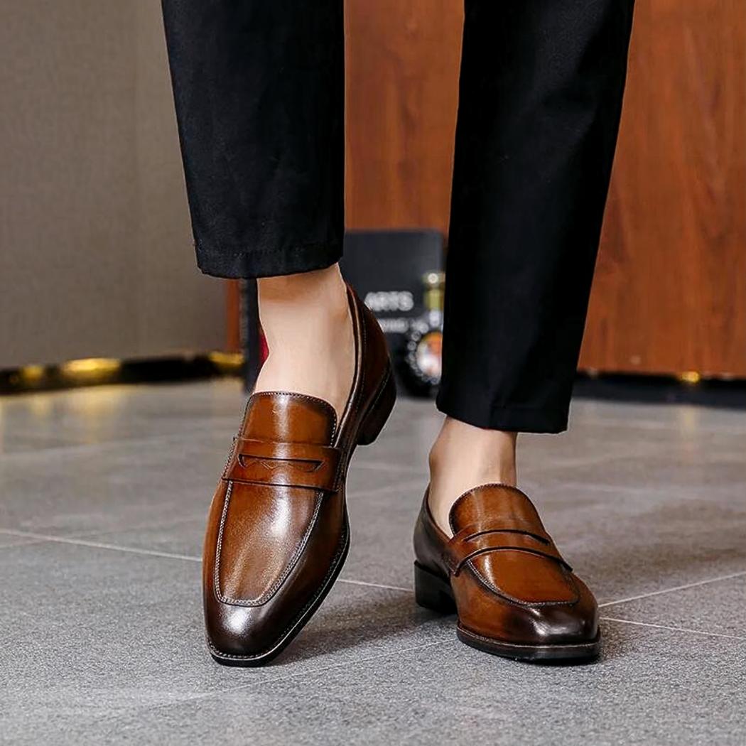 Mocassins habillés en cuir véritable pour homme