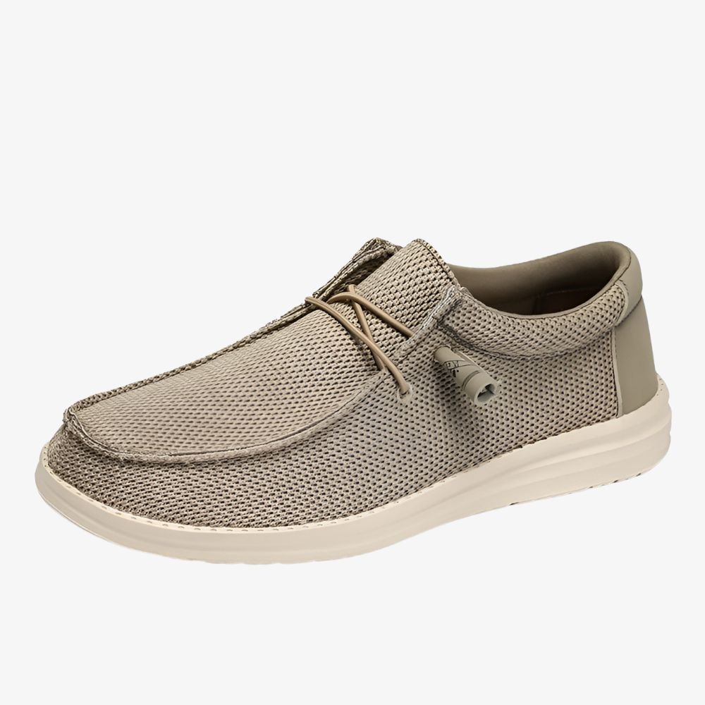 Mocassins en tissu marron clair sans lacets