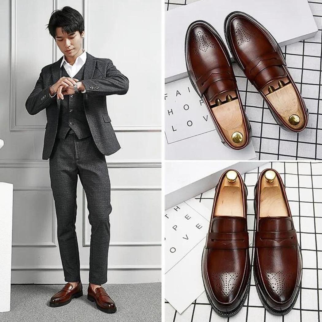 Mocassins de mariage en cuir synthétique pour homme