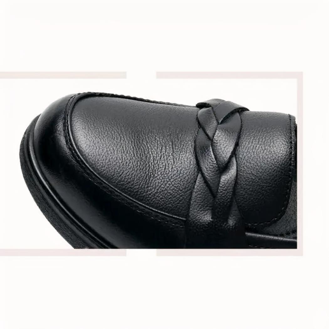 Mocassins noirs pour femme en cuir véritable