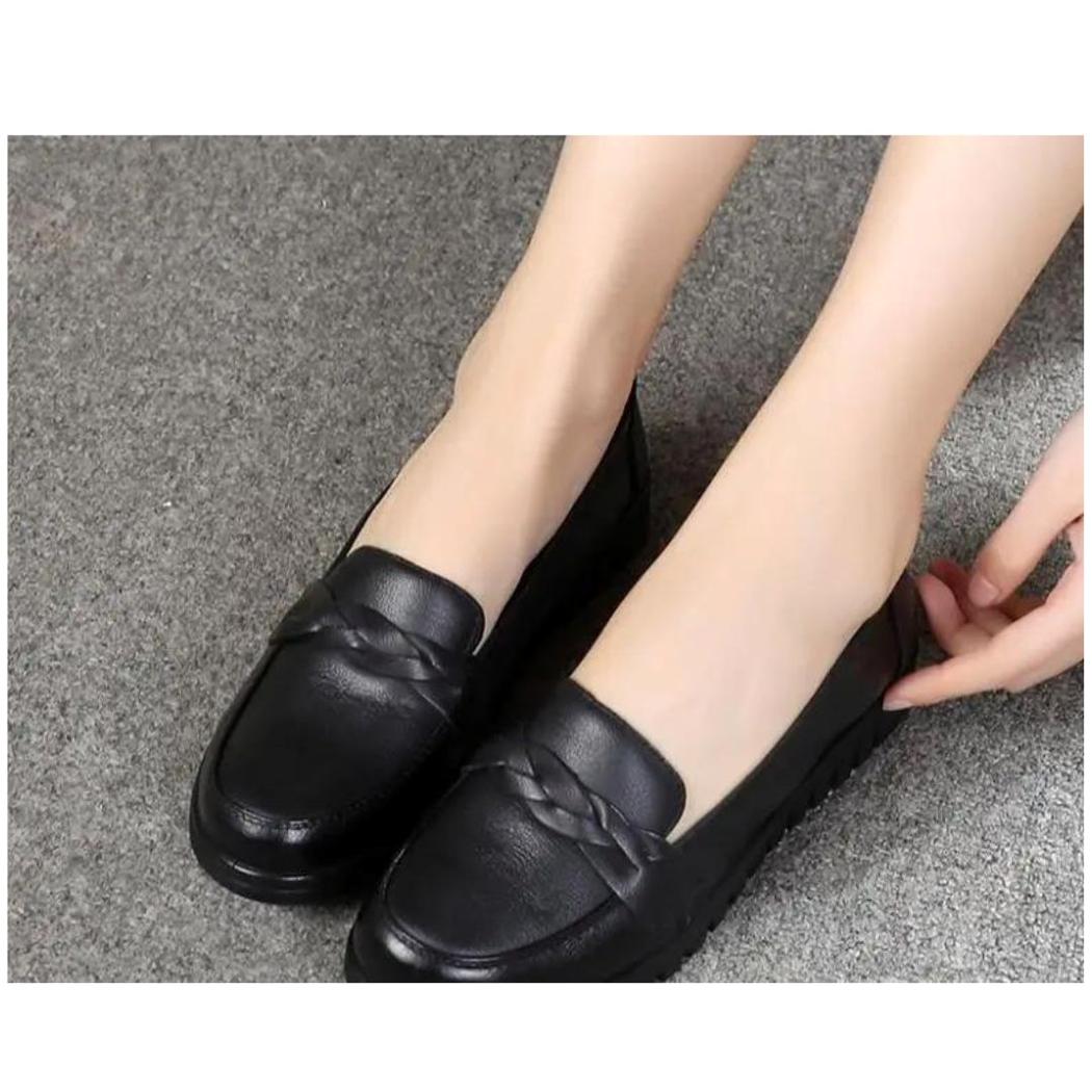 Mocassins noirs pour femme en cuir véritable