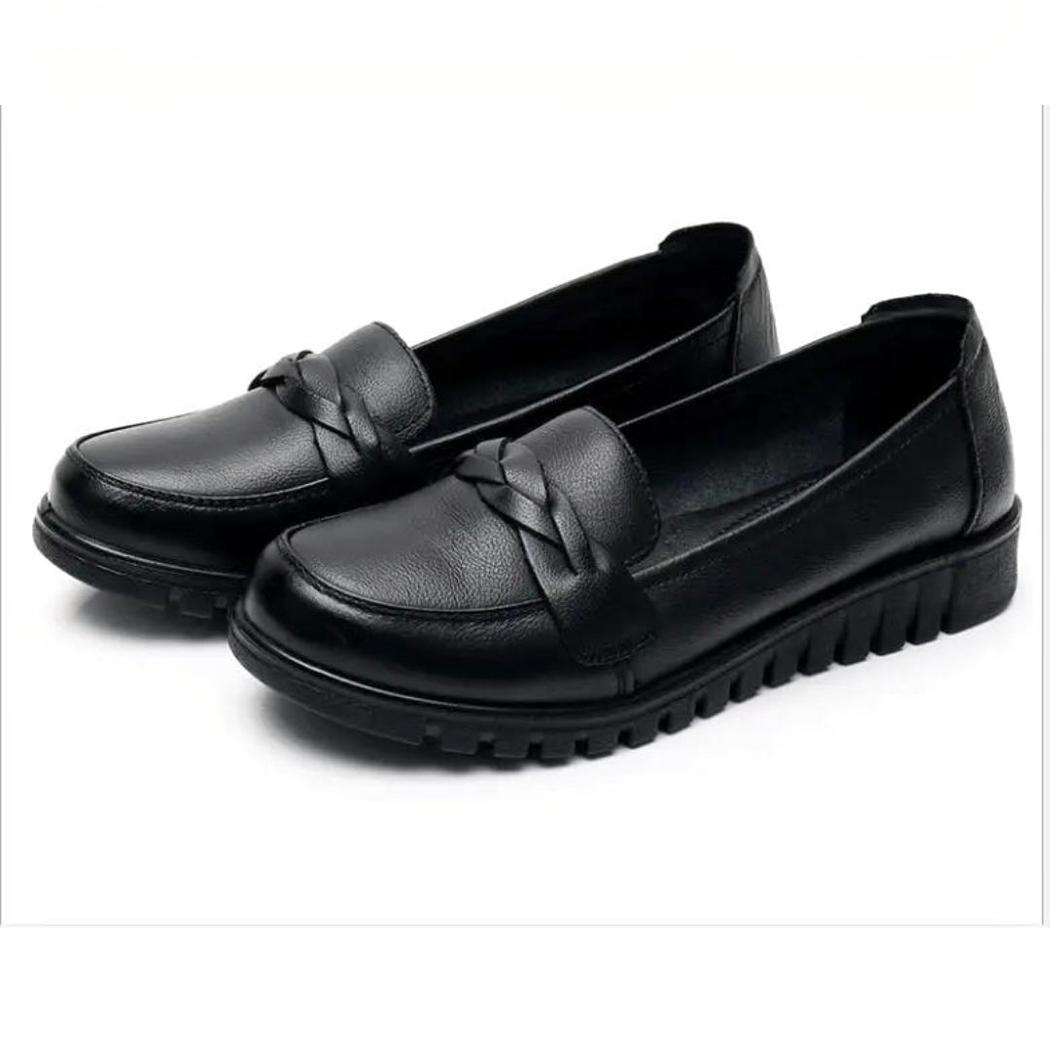 Mocassins noirs pour femme en cuir véritable