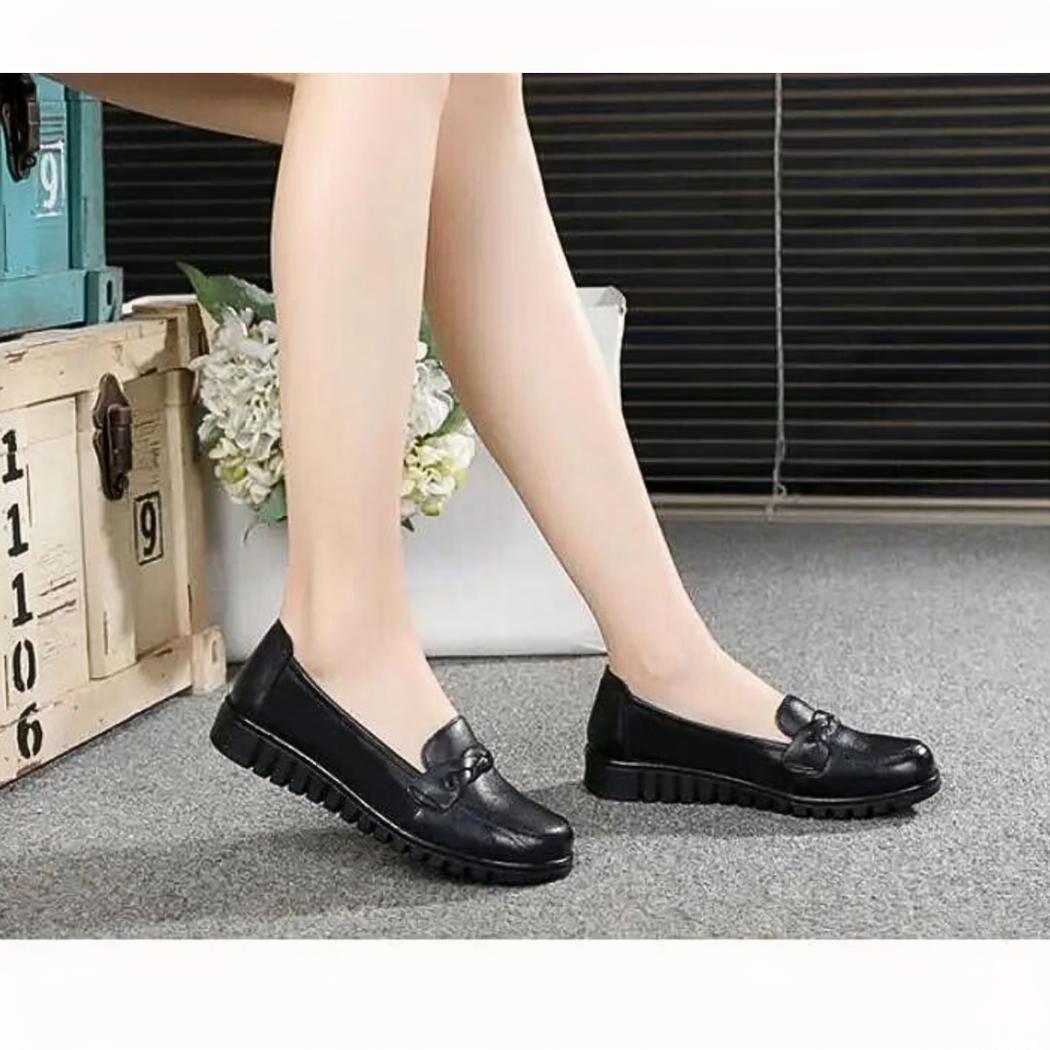 Mocassins noirs pour femme en cuir véritable