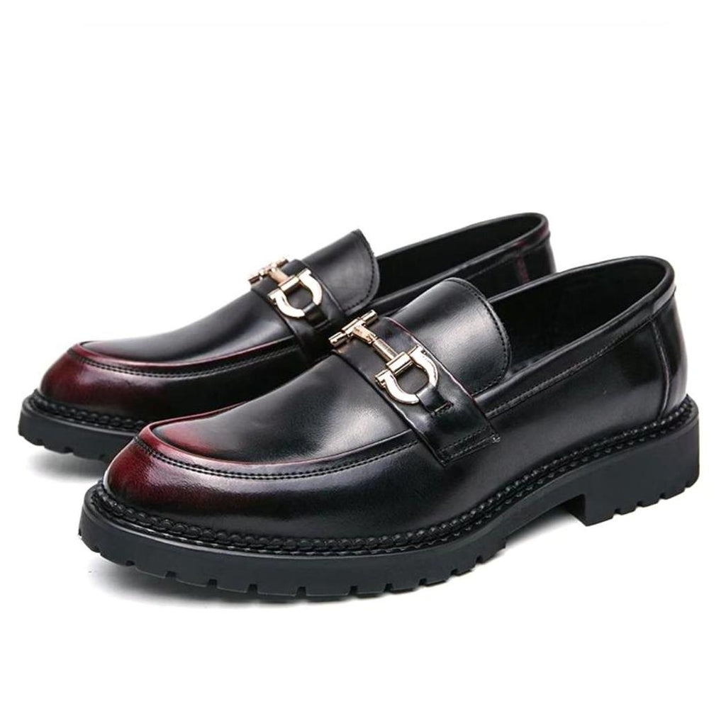 Mocassins noirs avec mors en métal en cuir synthétique pour homme