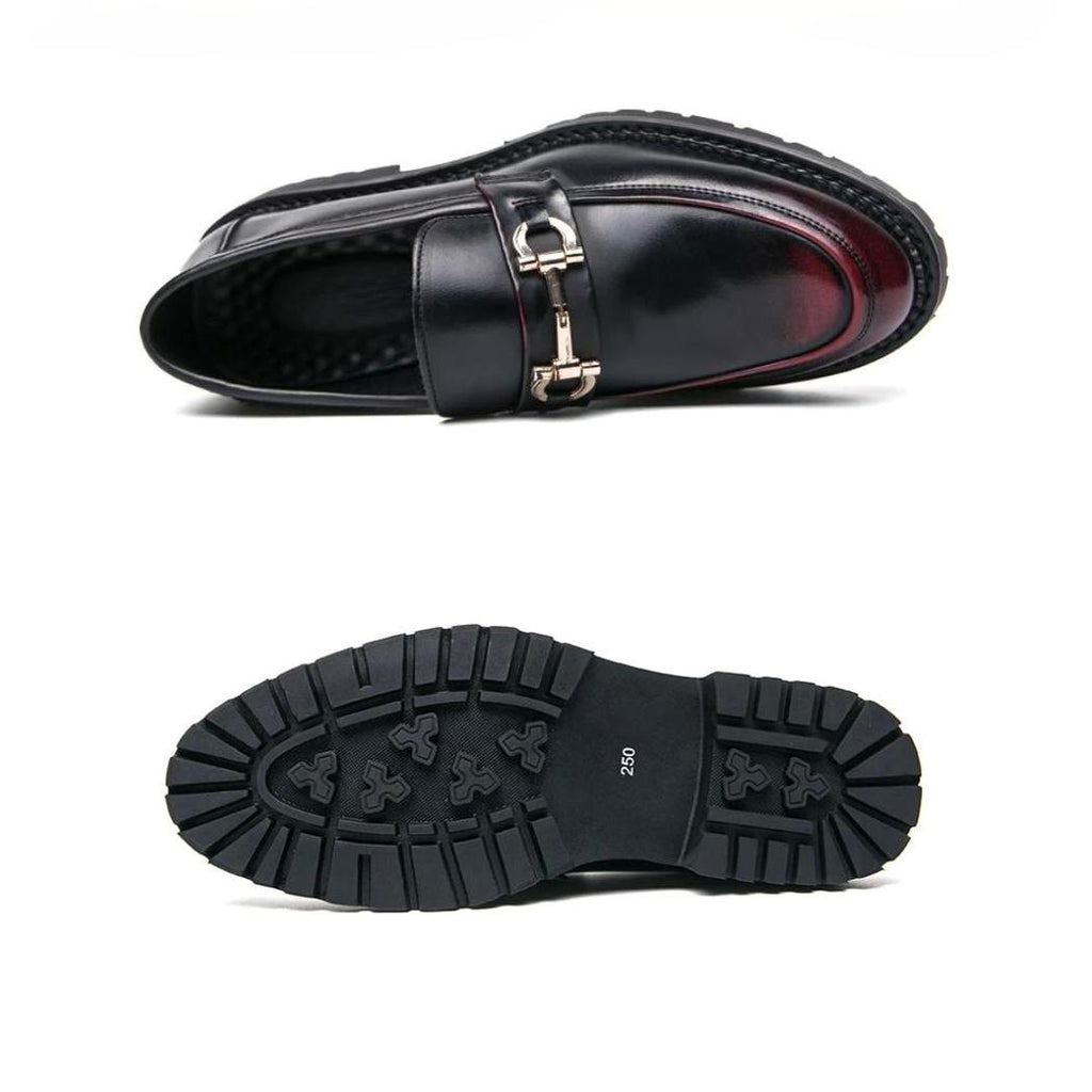 Mocassins noirs avec mors en métal en cuir synthétique pour homme