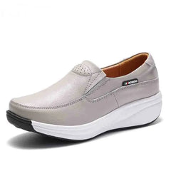 Mocassins orthopédiques à semelle compensée pour femme, Gris