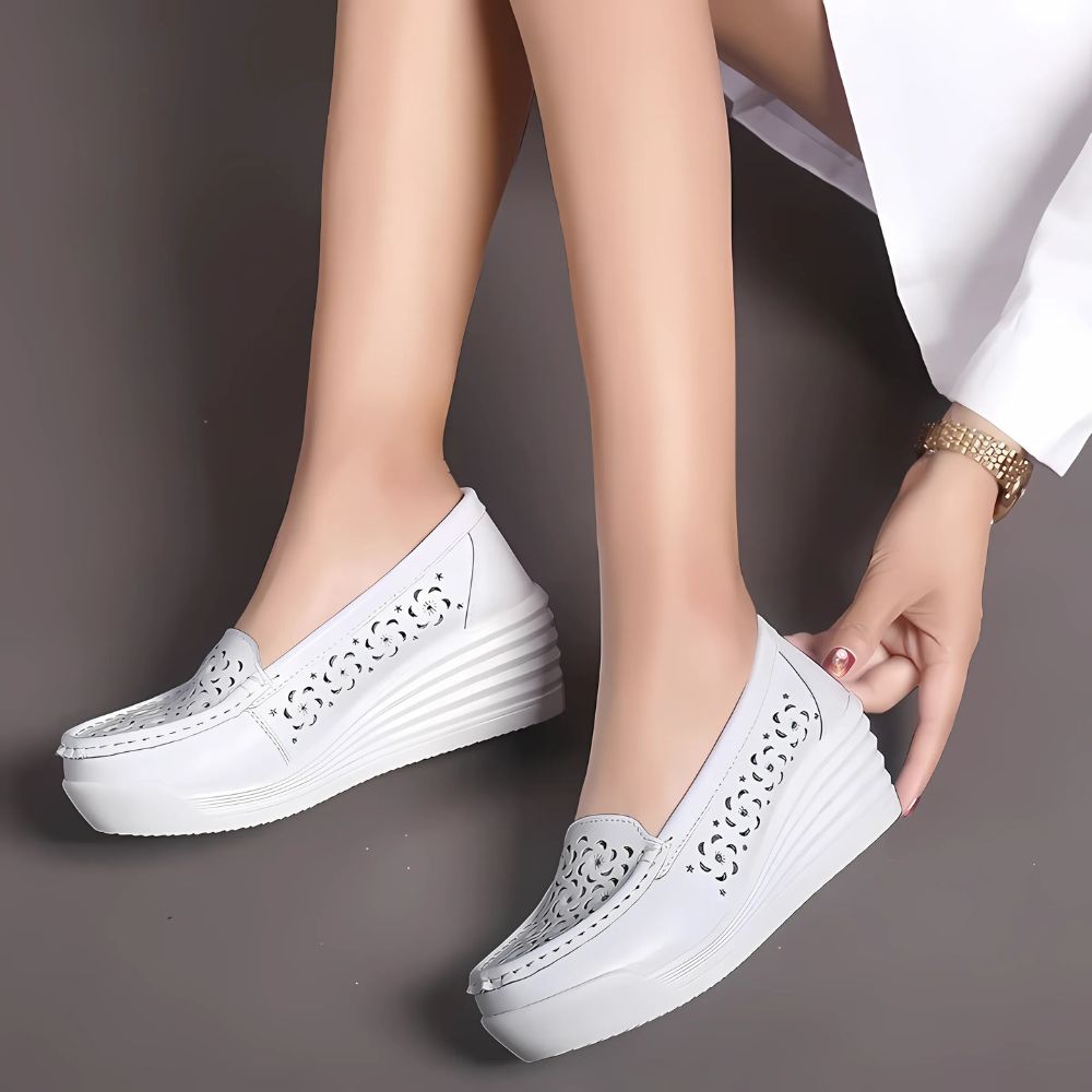 Mocassins respirants à semelles compensées