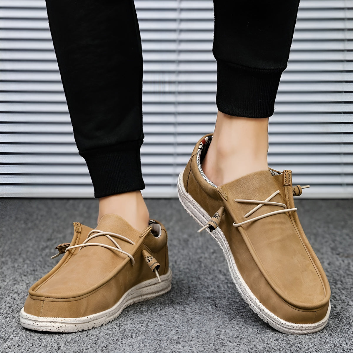 Mocassins similicuir marron et bleu pour homme