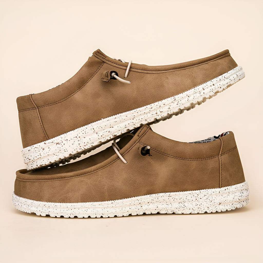 Mocassins similicuir marron et bleu pour homme