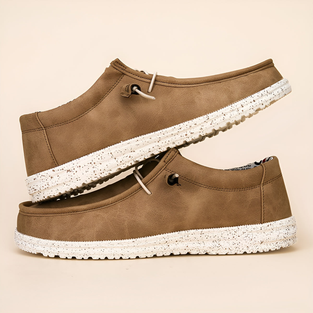 Mocassins similicuir marron et bleu pour homme