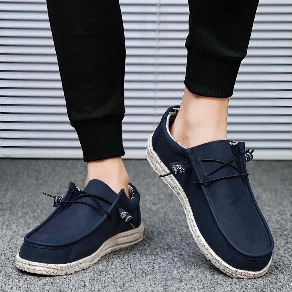 Mocassins similicuir marron et bleu pour homme