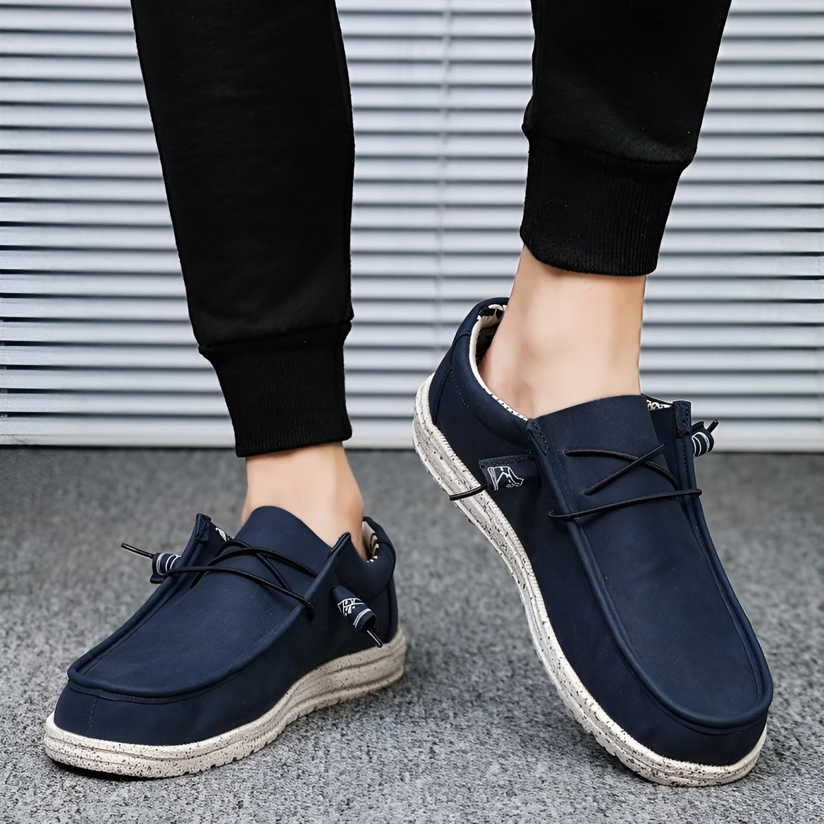 Mocassins similicuir marron et bleu pour homme
