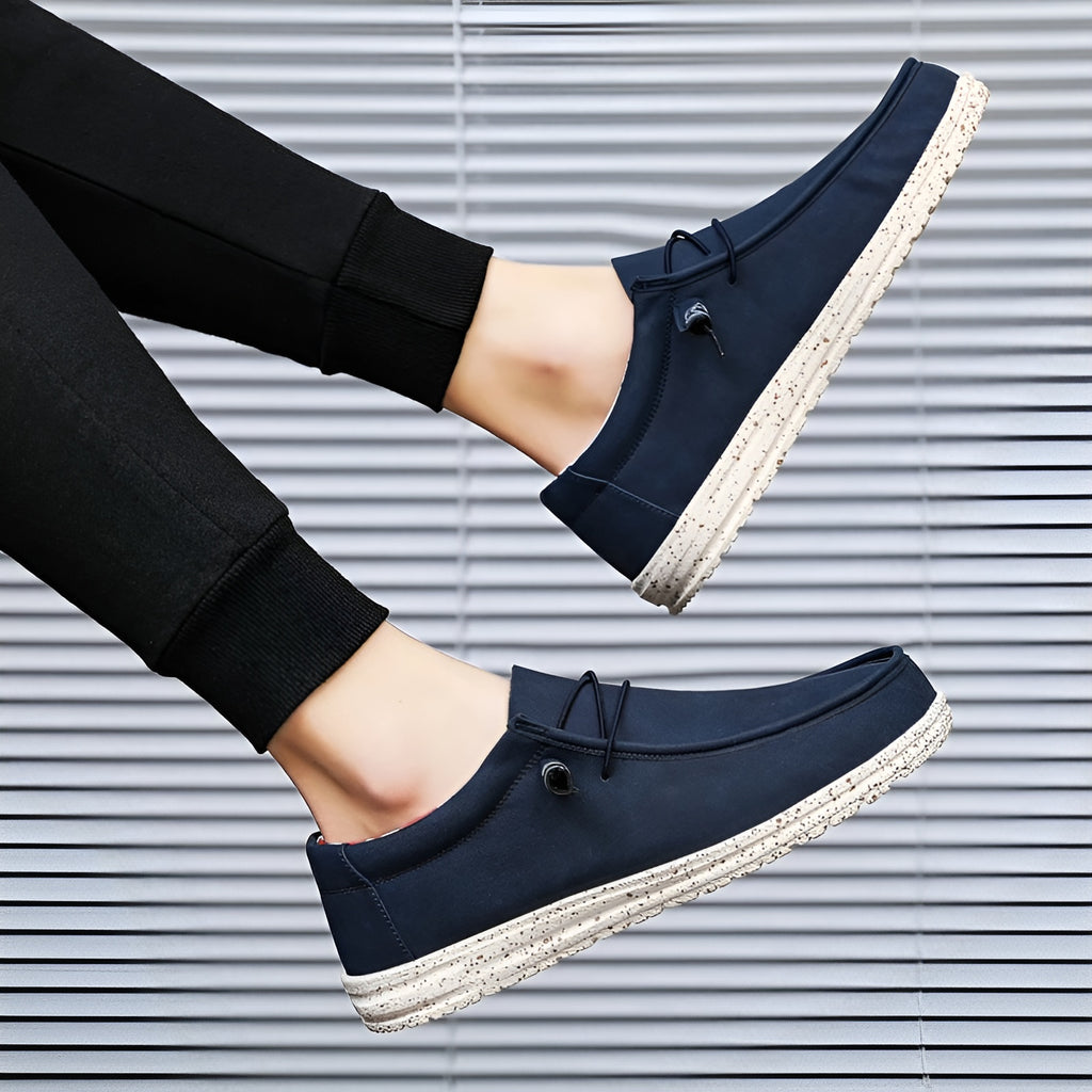 Mocassins similicuir marron et bleu pour homme