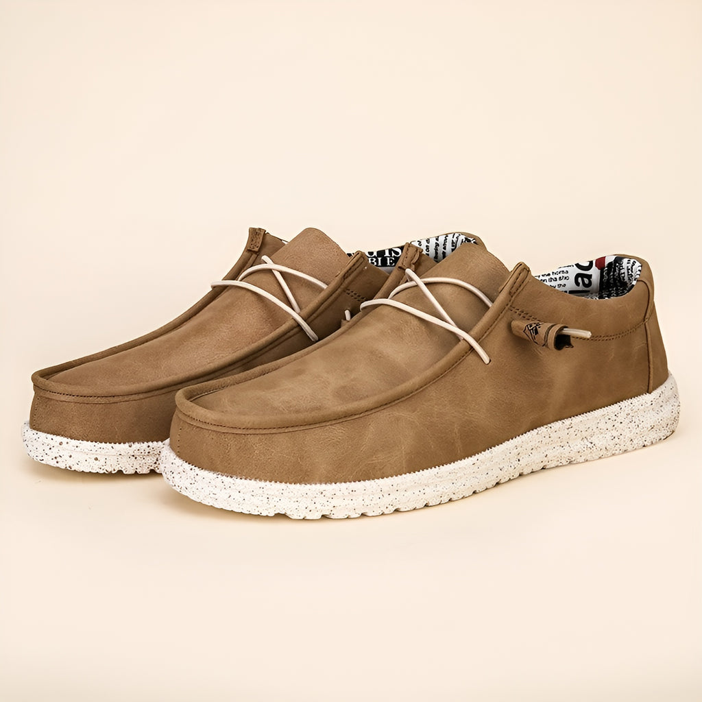 Mocassins similicuir marron et bleu pour homme