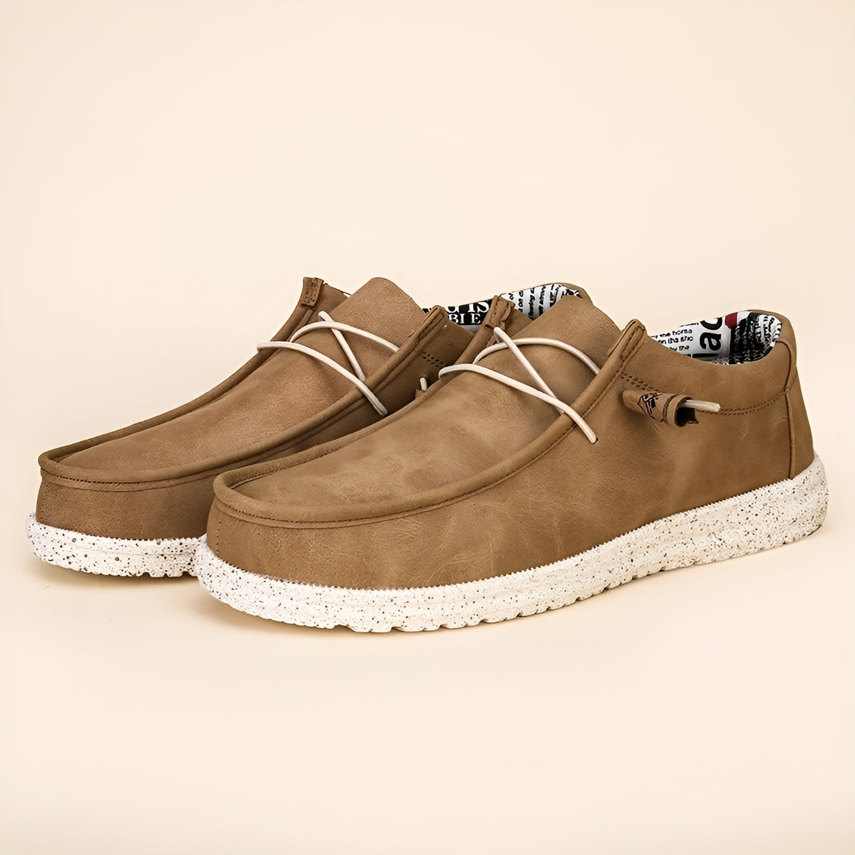 Mocassins similicuir marron et bleu pour homme