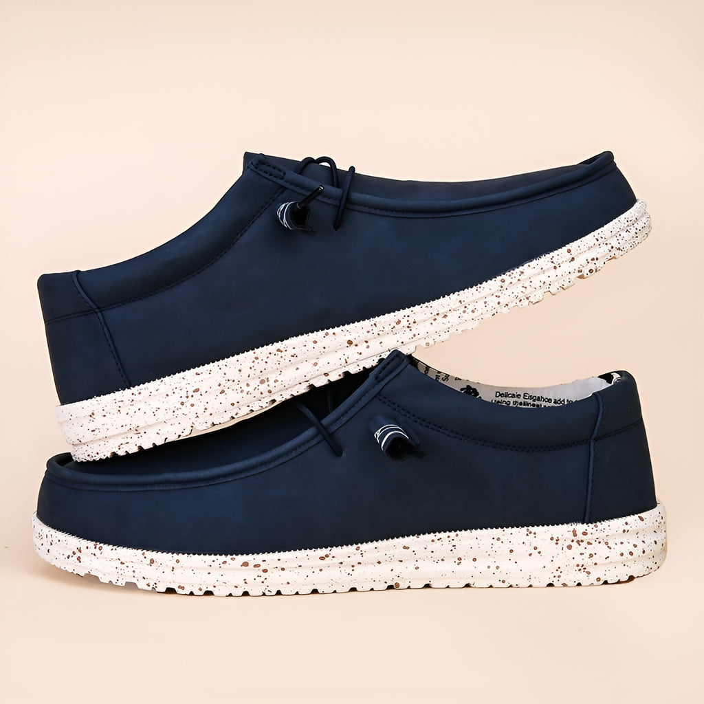 Mocassins similicuir marron et bleu pour homme