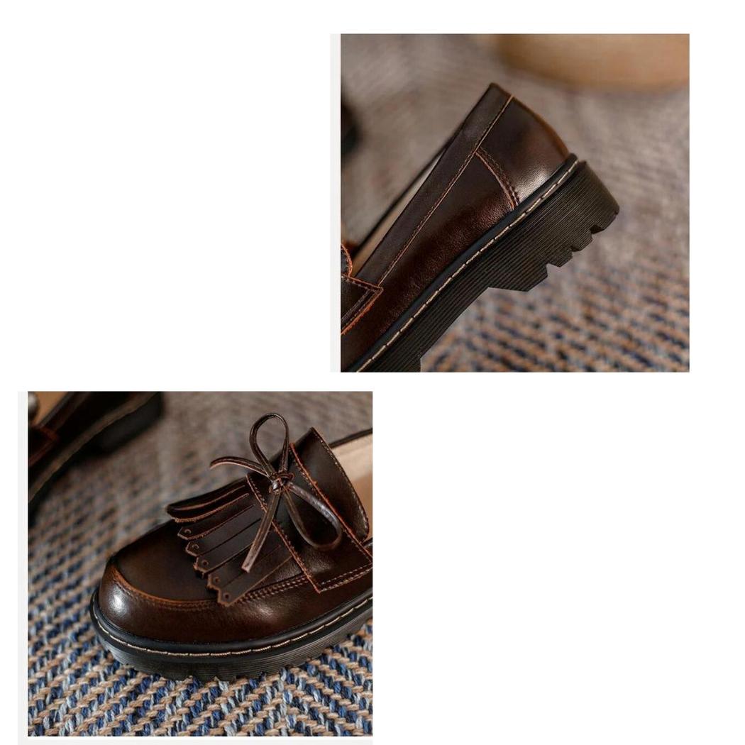 Mocassins à talons carrés avec frange dans le style vintage