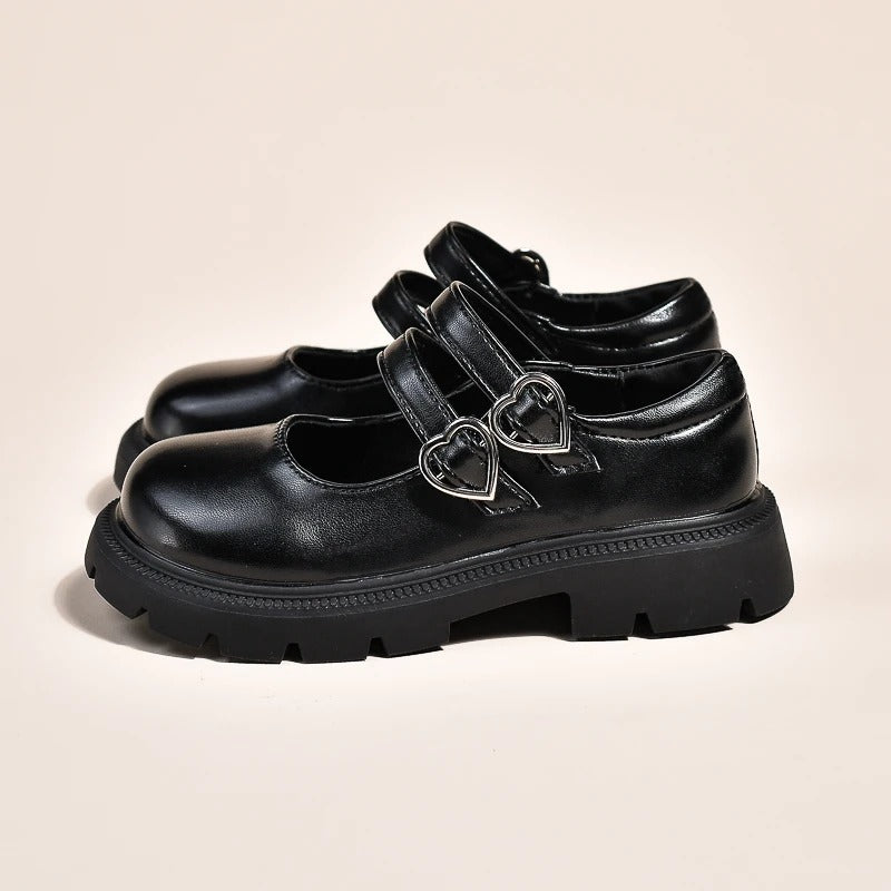 Mocassins noirs tendances pour fille à double bride