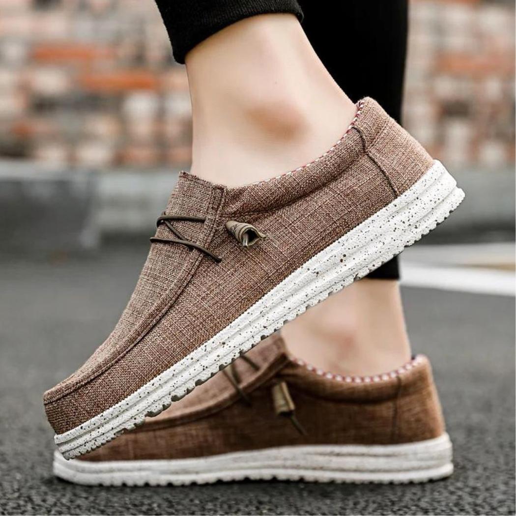 Mocassins légers pour homme marron ou bleu en toile