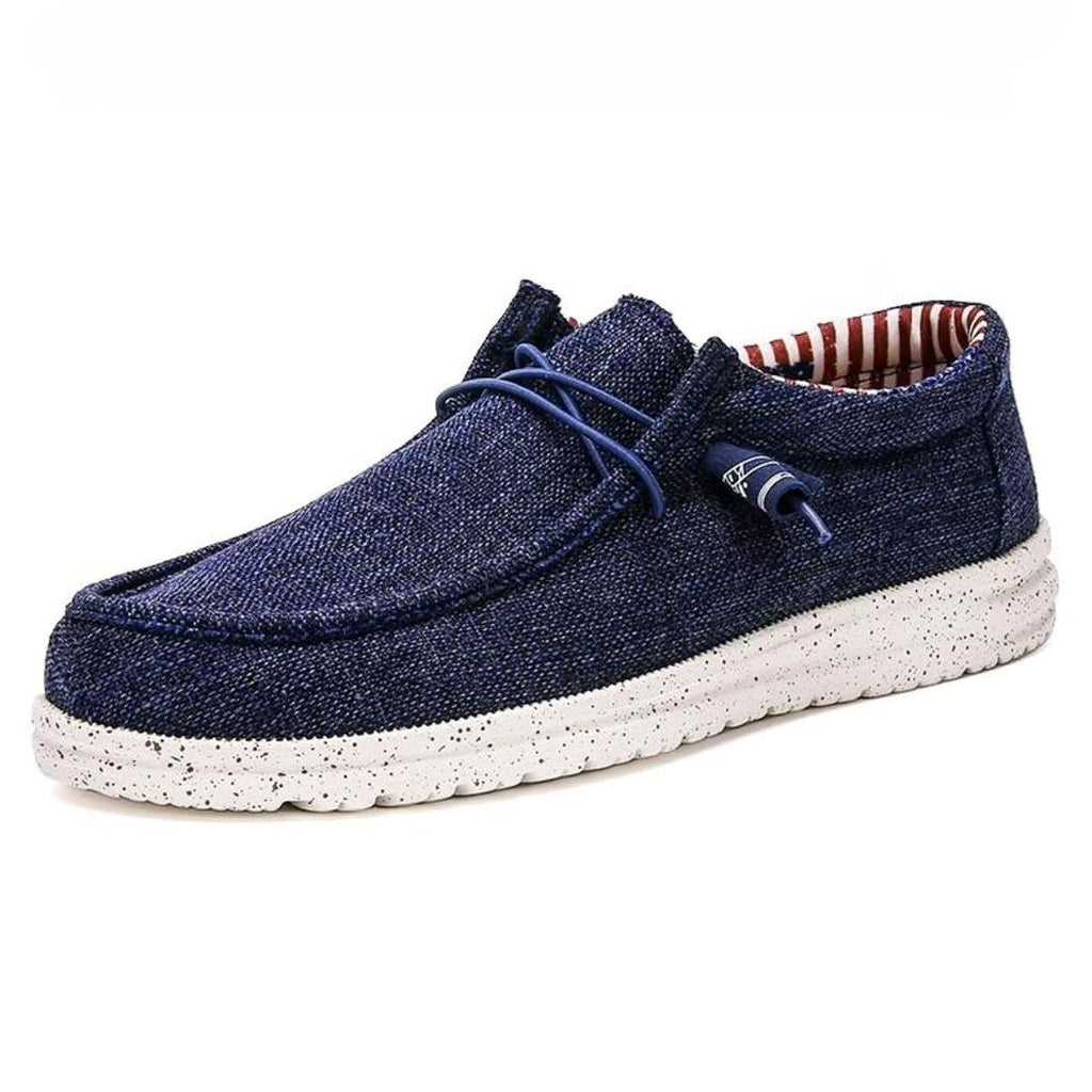 Mocassins légers pour homme marron ou bleu en toile