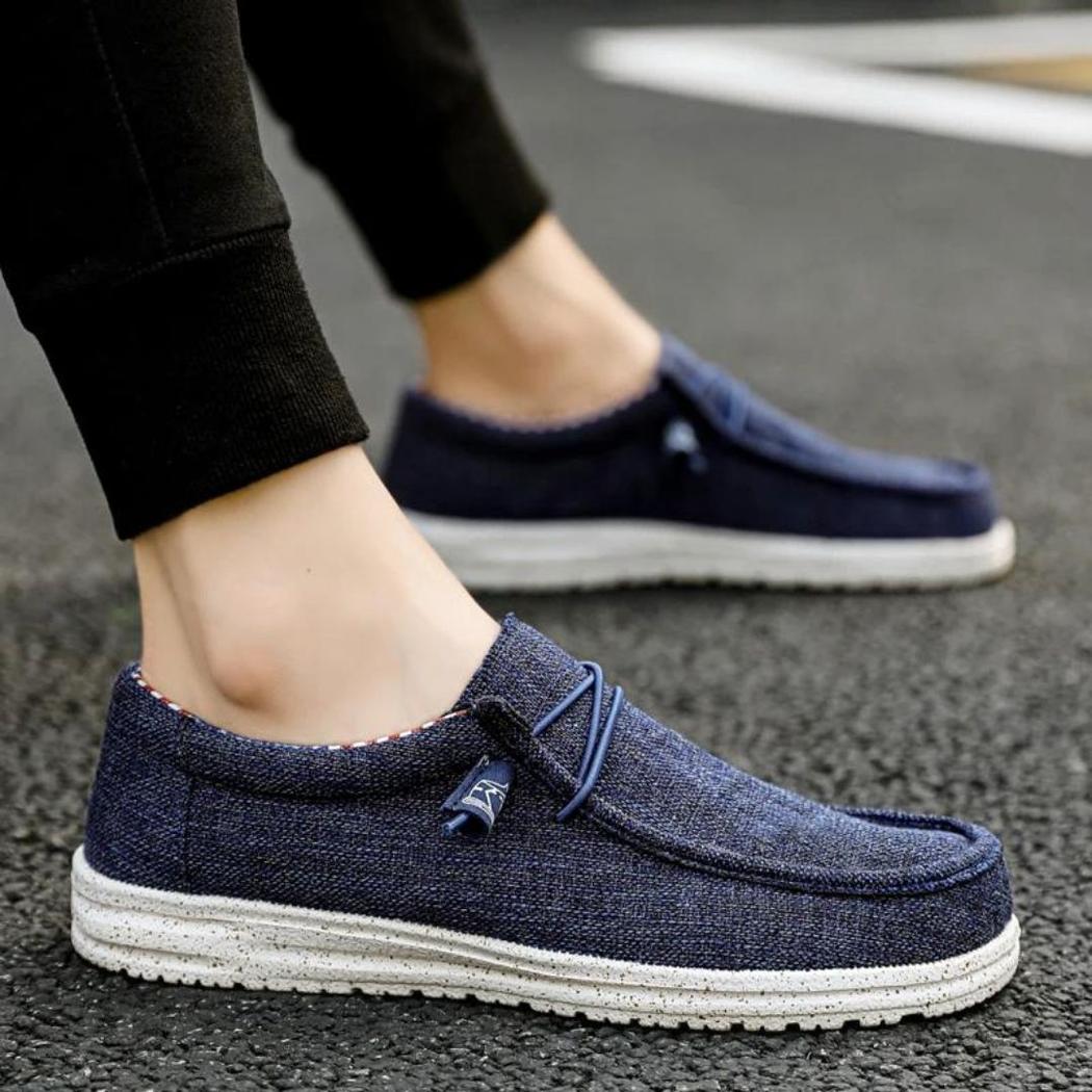 Mocassins légers pour homme marron ou bleu en toile