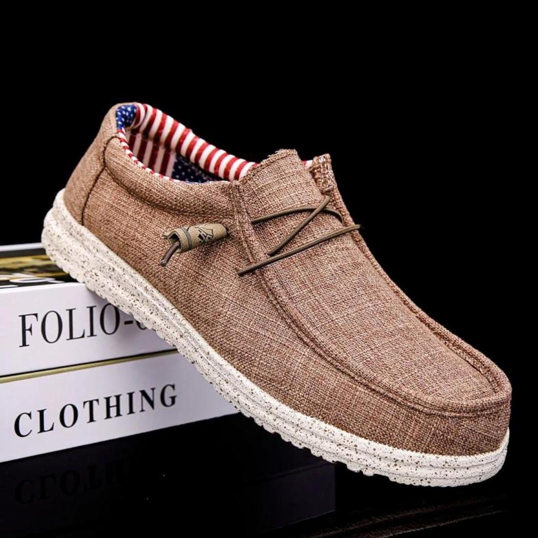 Mocassins légers pour homme marron ou bleu en toile