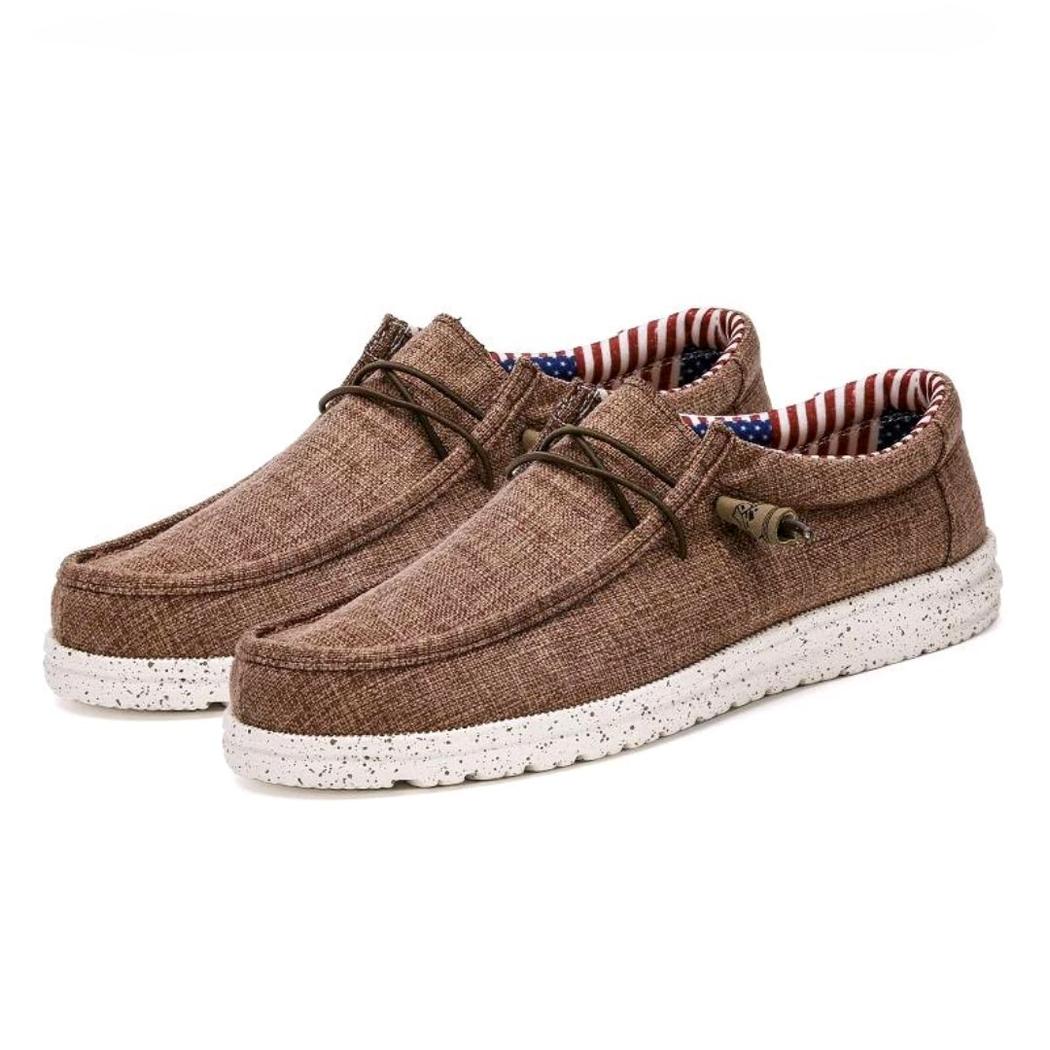 Mocassins légers pour homme marron ou bleu en toile