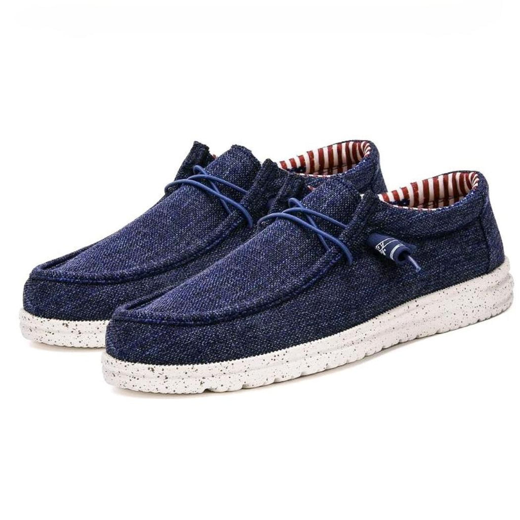Mocassins légers pour homme marron ou bleu en toile