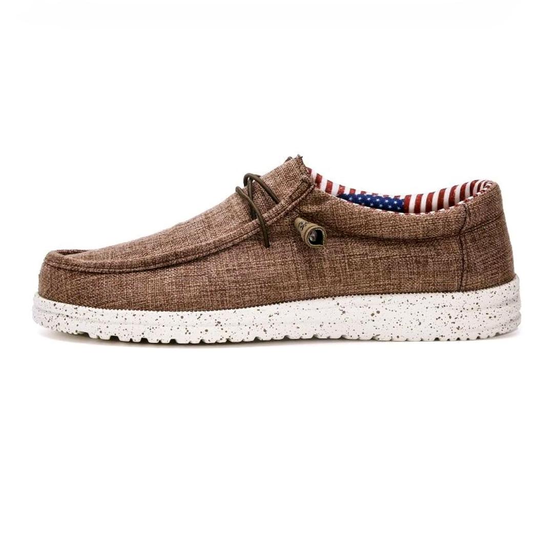 Mocassins légers pour homme marron ou bleu en toile