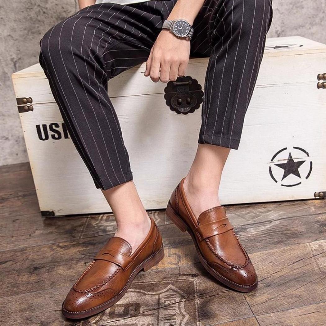 Mocassins brillants en cuir véritable pour homme