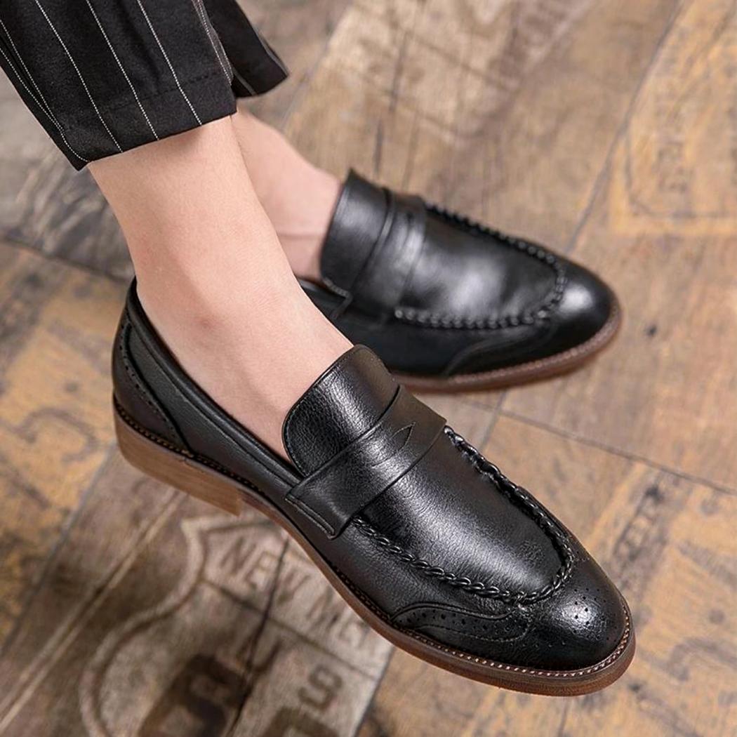Mocassins brillants en cuir véritable pour homme