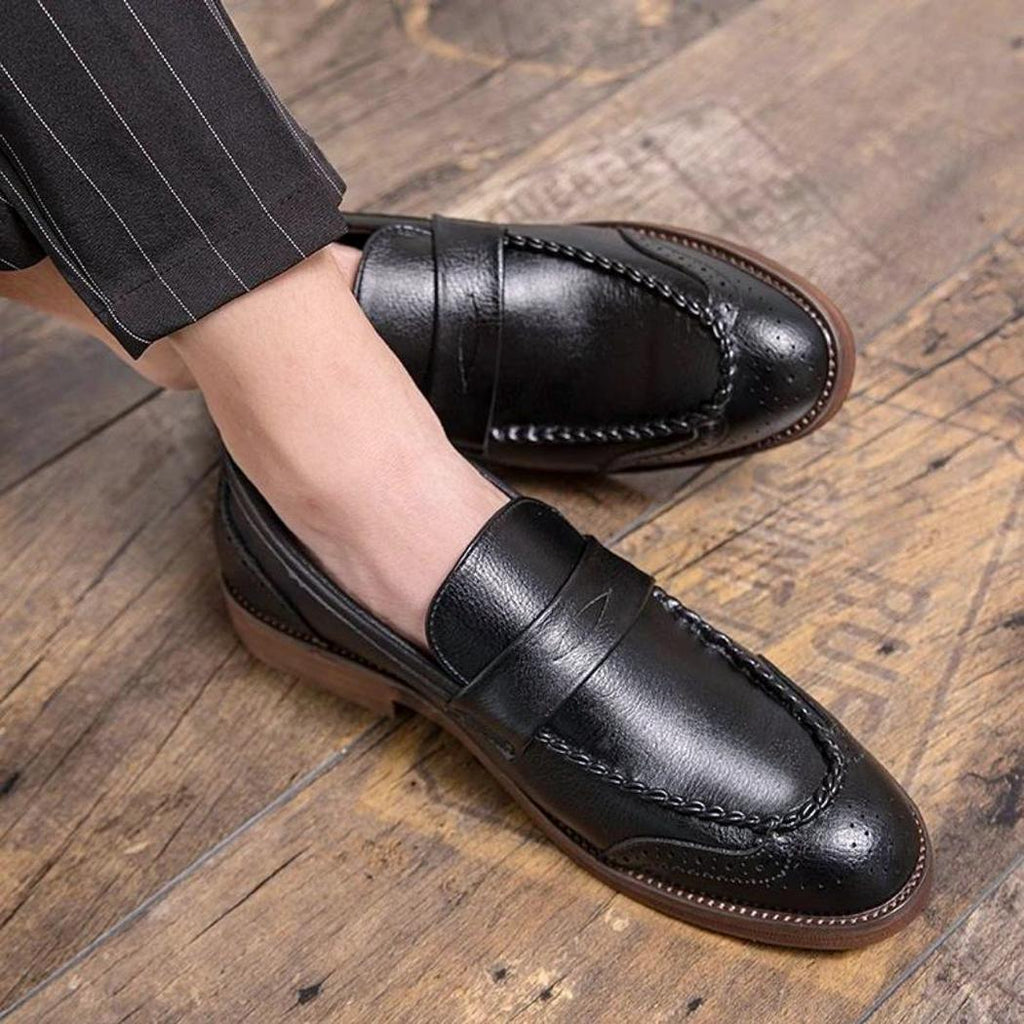 Mocassins brillants en cuir véritable pour homme