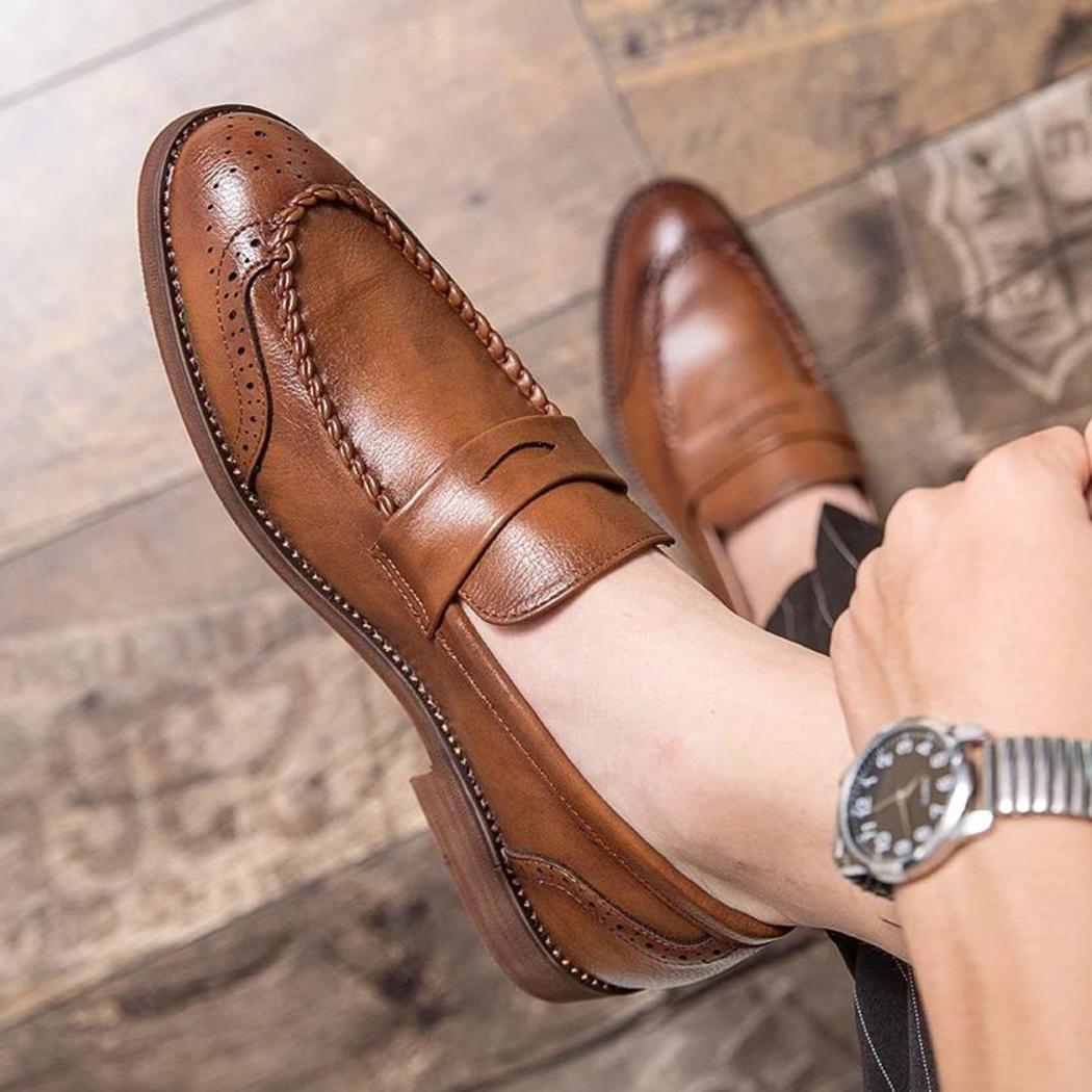 Mocassins brillants en cuir véritable pour homme