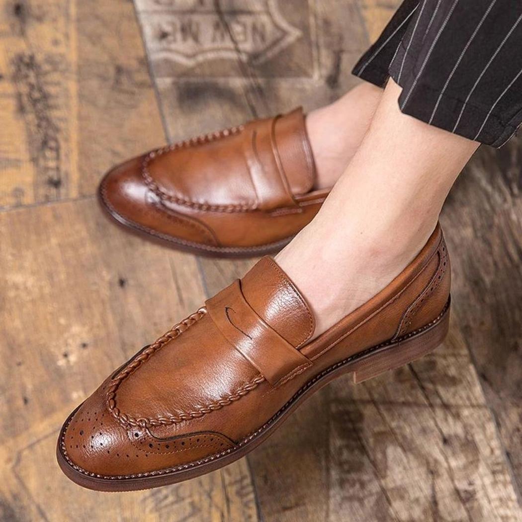 Mocassins brillants en cuir véritable pour homme