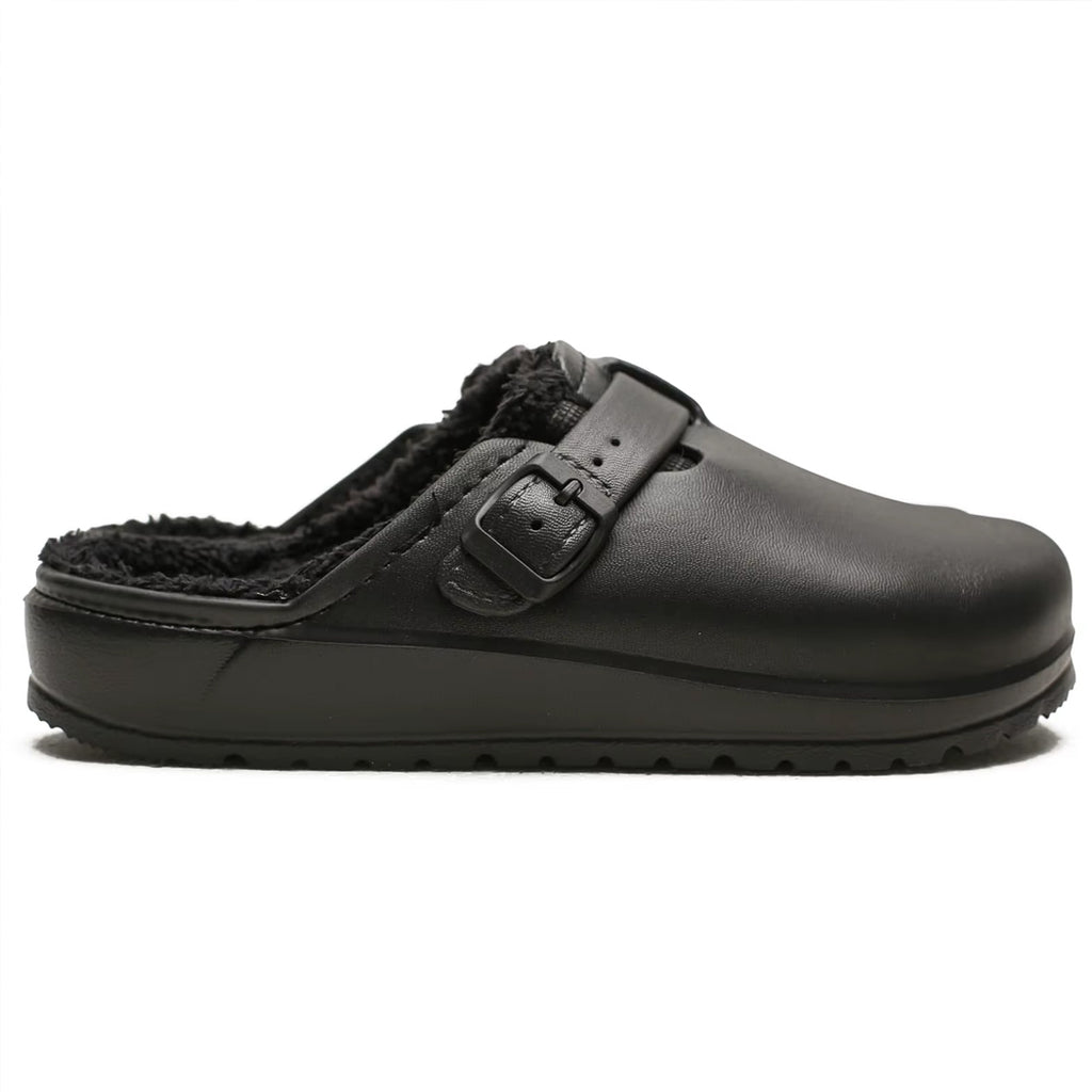Mocassin sabot fourré en cuir synthétique pour femme
