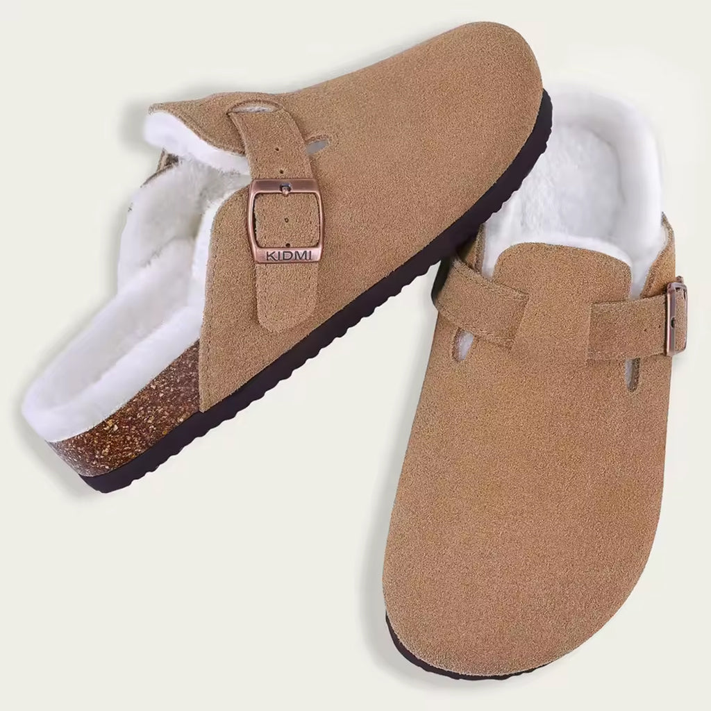 Mocassin sabot fourré en daim