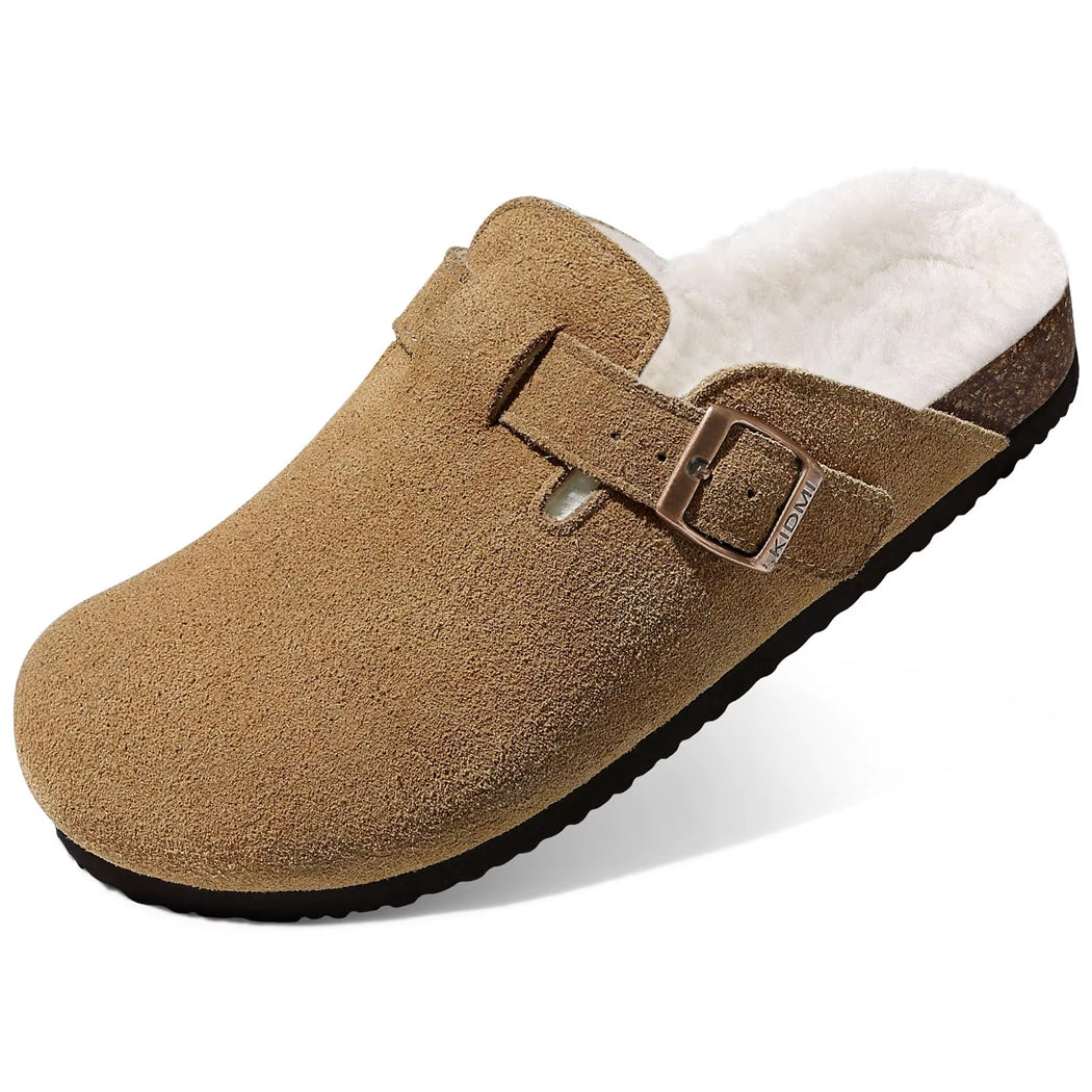 Mocassin sabot fourré en daim