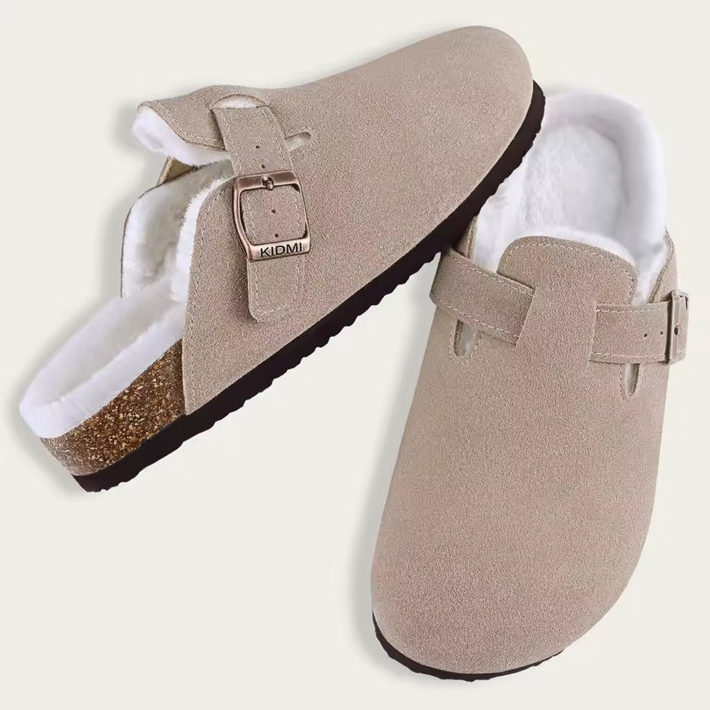 Mocassin sabot fourré en daim