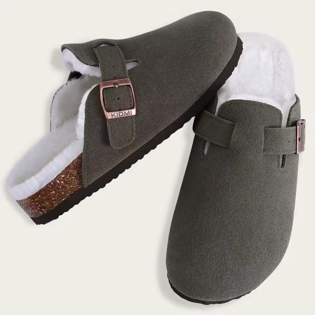 Mocassin sabot fourré en daim